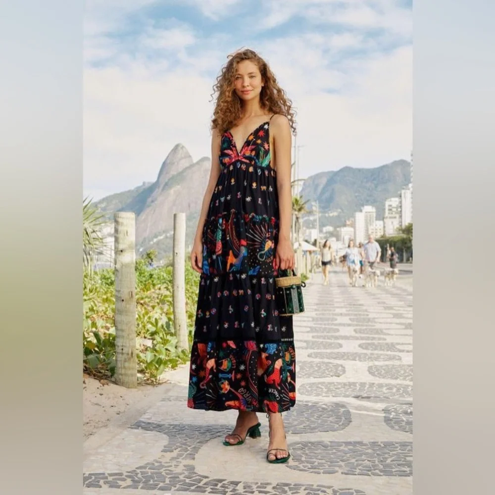FARM RIO Rio Zodiac Embroidered Maxi Dress - Picture 3 of 13